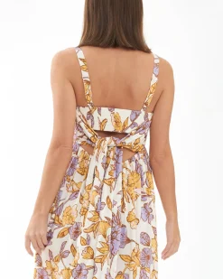 Maya Tie Back Linen Dress  Natural