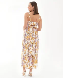 Maya Tie Back Linen Dress  Natural