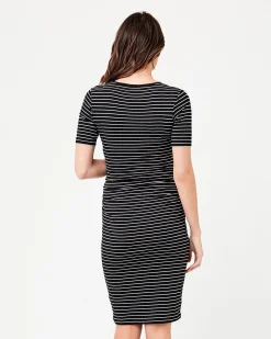 Mia Short Sleeve Nursing Dress Black / Flint
