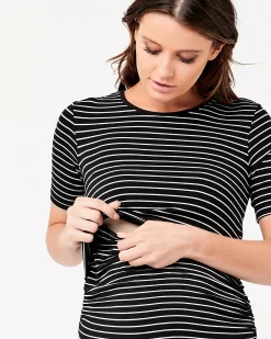 Mia Short Sleeve Nursing Dress Black / Flint