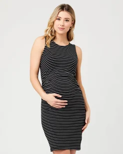 Mia Sleeveless Nursing Dress Black / Flint