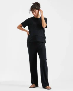 Mike Rib Nursing Top  Black