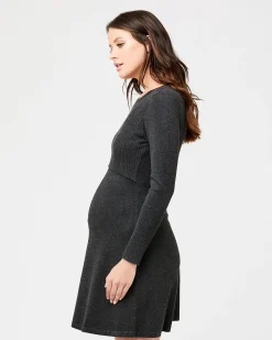 Molly Knit Nursing Dress Charcoal Marle