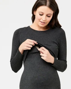 Molly Knit Nursing Dress Charcoal Marle