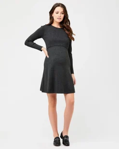 Molly Knit Nursing Dress Charcoal Marle