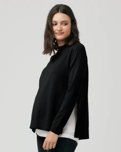 Morgan Side Split Nursing Knit Black