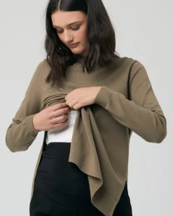 Morgan Side Split Nursing Knit Olive
