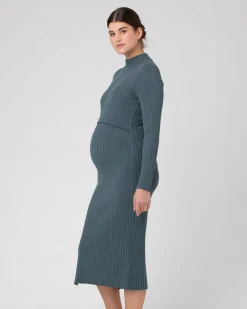 Nella Rib Nursing Knit Dress  Teal