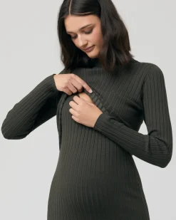 Nella Rib Nursing Knit Dress  Ivy