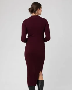 Nella Rib Nursing Knit Dress  Maroon