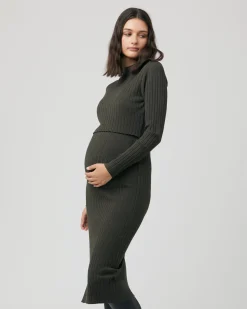 Nella Rib Nursing Knit Dress  Ivy