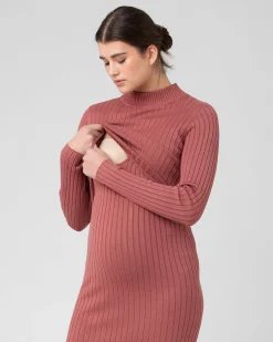 Nella Rib Nursing Knit Dress  Rouge