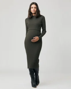 Nella Rib Nursing Knit Dress  Ivy