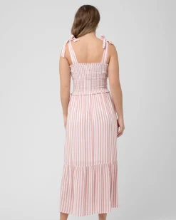 Ollie Smocked Dress  Terracotta / White