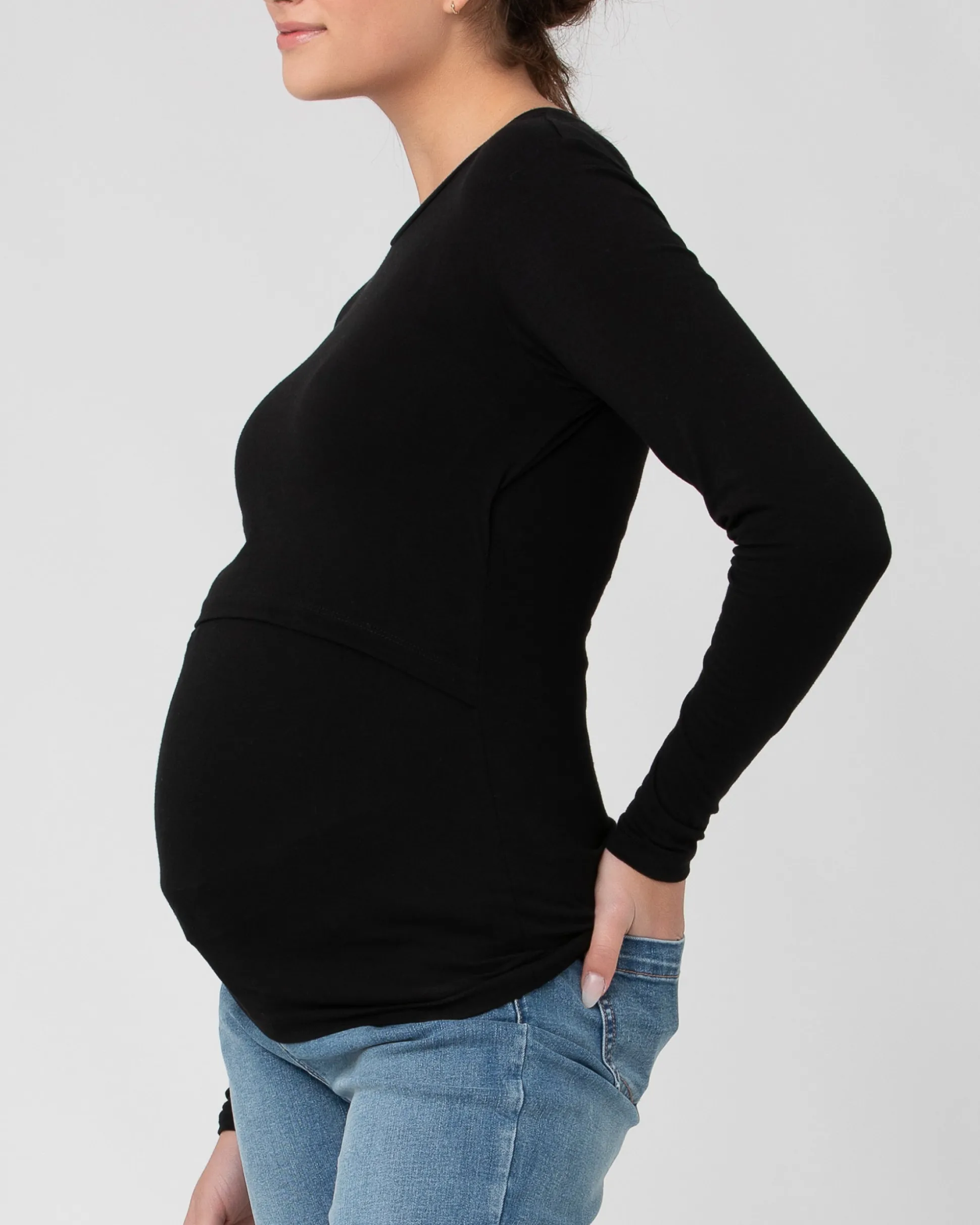 Org Cotton Nursing Top. Black