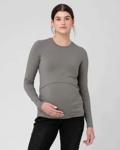 Org Cotton Nursing Top. Moss