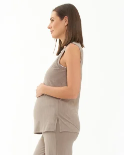 Peter Rib Nursing Tank Taupe