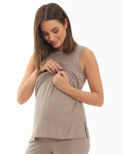 Peter Rib Nursing Tank Taupe