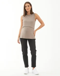 Peter Rib Nursing Tank Taupe