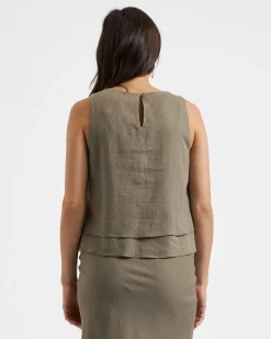 Peyton Linen Nursing Top Olive