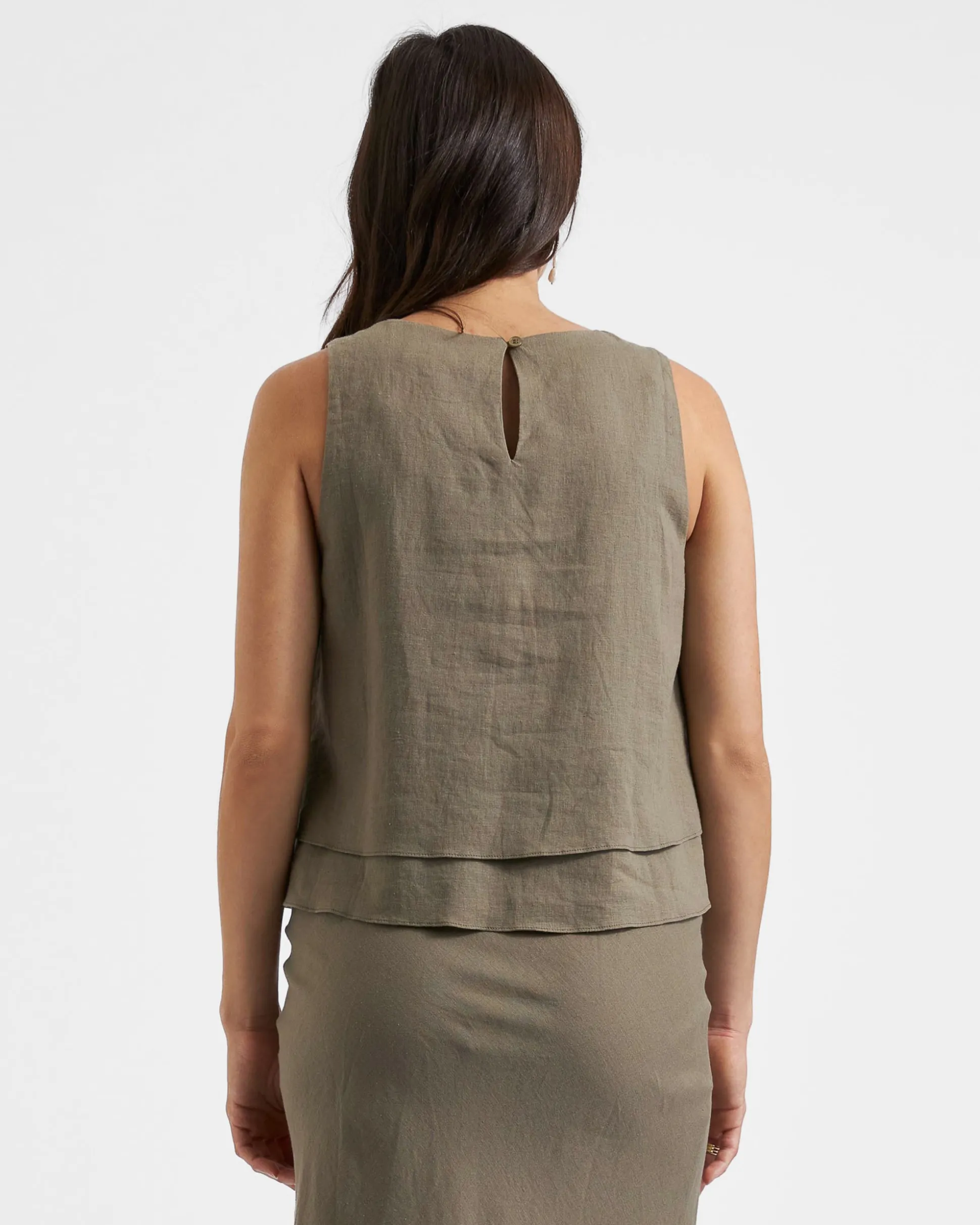 Peyton Linen Nursing Top Olive
