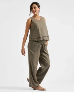 Peyton Linen Nursing Top Olive