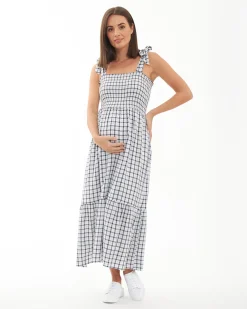 Phoebe Smocked Dress White / Navy