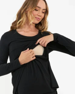 Raw Edge Nursing Top Black