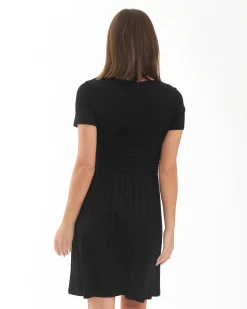 Rib Crop Top Nursing Dress Black