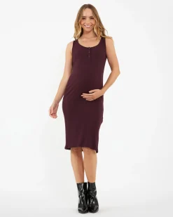 Ruby Rib Nursing Dress  Maroon