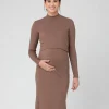 Ruby Rib Nursing Dress  Mocha