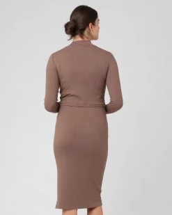 Ruby Rib Nursing Dress  Mocha