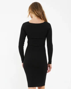 Sadie Rib Knit Nursing Dress Black