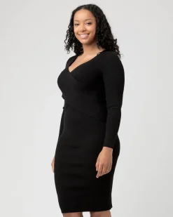 Sadie Rib Knit Nursing Dress Black