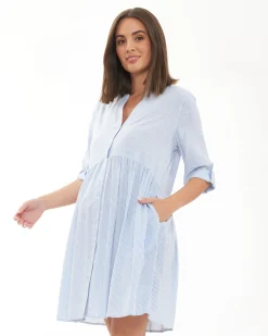 Sam Stripe Dress  Sky Blue / White