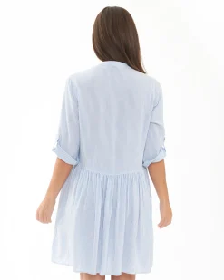 Sam Stripe Dress  Sky Blue / White