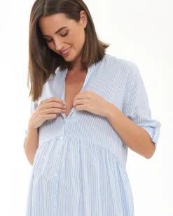 Sam Stripe Dress  Sky Blue / White