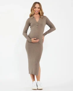 Sammy Knit Polo Dress  Mocha