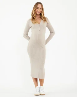 Sammy Knit Polo Dress  Stone