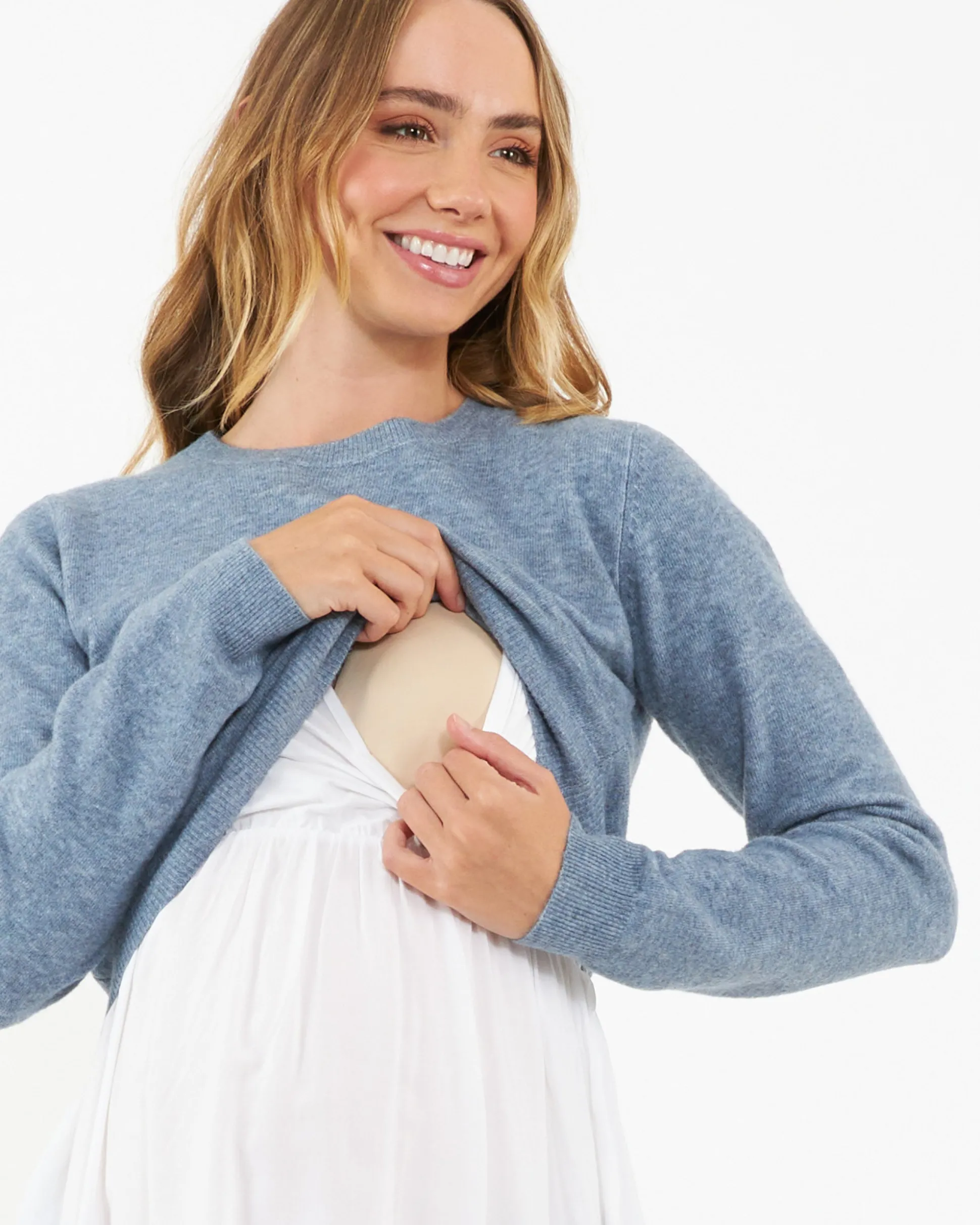 Sandy Detachable Nursing Knit Denim Marle