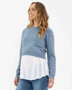 Sandy Detachable Nursing Knit Denim Marle