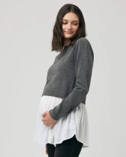 Sandy Detachable Nursing Knit  Charcoal Marle