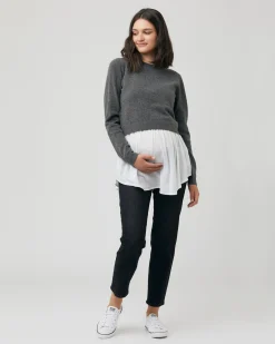 Sandy Detachable Nursing Knit  Charcoal Marle