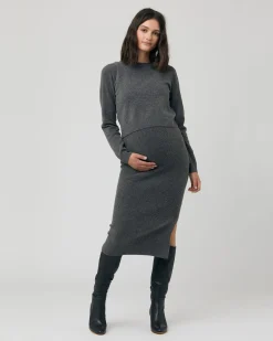 Sandy Detachable Nursing Knit  Charcoal Marle