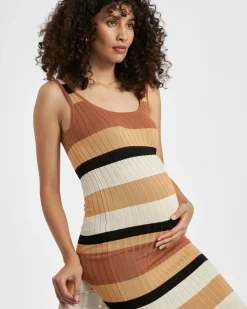 Sarah Stripe Knit Dress  Amber / Natural / Black