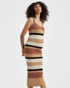Sarah Stripe Knit Dress  Amber / Natural / Black