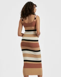 Sarah Stripe Knit Dress  Amber / Natural / Black