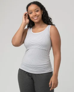 Seamless Nursing Stripe Tank Grey / White