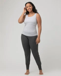 Seamless Nursing Stripe Tank Grey / White