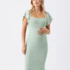 Selma Shirred Dress  Pistachio